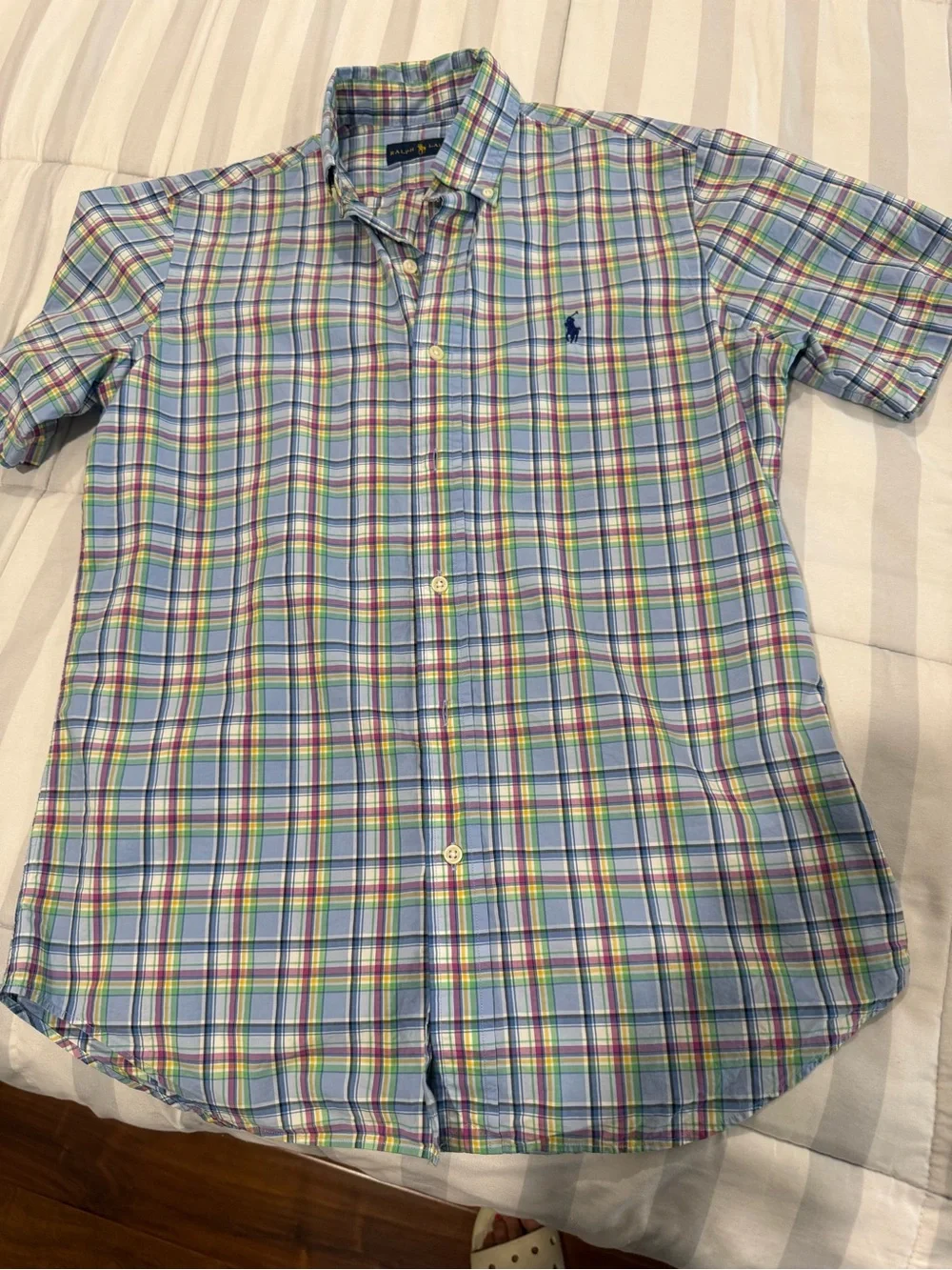 Polo by Ralph Lauren Light Blue Plaid Short Sleeve Button-Down Shirt